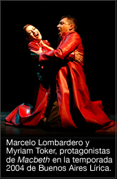 Marcelo Lombardero y Myriam Toker, protagonistas de Macbeth en la temporada 2004 de Buenos Aires Lírica.