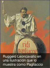 Ruggero Leoncavallo en una ilustración que lo muestra como Pagliaccio 