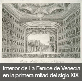 Interior de La Fenice de Venecia en la primera mitad del siglo XIX.