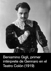 Beniamino Gigli, primer intérprete de Gennaro en el Teatro Colón (1919)