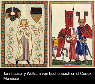 Tannhäuser y Wolfram von Eschenbach en el Codex Manesse