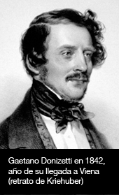 Gaetano Donizetti en 1842, año de su llegada a Viena (retrato de Kriehuber)