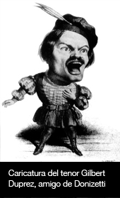 Caricatura del tenor Gilbert Duprez, amigo de Donizetti