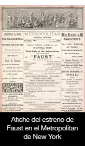 Afiche del estreno de Faust en el Metropolitan de New York